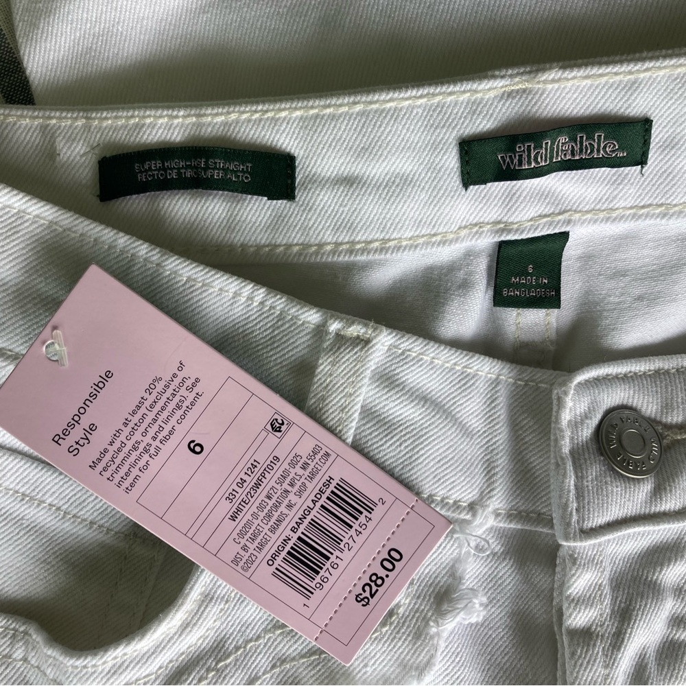 Target Wild Fable Women’s White Wide Leg Jeans Size 6 Unique Design - Picture 9 of 13